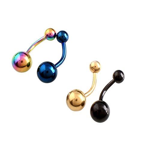 4 Colorful Stahl Ball Navel Ring Piercing Bauch Button Ring Body Jewelry Spring Style