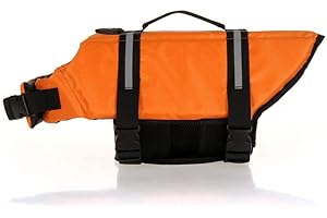 SHTGOI Giubbotto di salvataggio riflettente per cani con manico di salvataggio per animali domestici, giubbotto di salvataggio per cuccioli, gilet di sicurezza per cani, per nuoto, canottaggio, acqua,