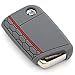 Price comparison product image Finest-Folia VW Golf Rabbit 7 Key Cover Silicone Grey/Red Seat Leon 5F Cupra Fabia Skoda Octavia RS 5E