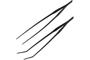 TOPHOMER Pinzette per acquario, dritte e curve, 38 cm, extra lunghe, in acciaio inox, per piante acquatiche, lucertole e tartarughe (confezione da 2)