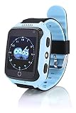 VIDIMENSIO GPS Telefon Uhr 'KleineEule - blau', ohne Abhörfunktion, neueste Version, mit sicherem deutschen Server, SOS Notruf + Telefonfunktion, Anleitung + App + Support: auf Deutsch
