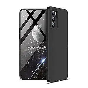 MOBILOVE Full Body 3 in 1 Slim Double Dip Case 360 Degree Protection Hard Bumper Back Case Cover for | Oppo Reno 6 5G (Black)