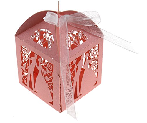 25 x Brautpaar Geschenkbox Gastgeschenk Box Kartonagen Hochzeit Deko Rosa Kasten