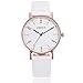 Produktbild LCLrute Top Qualität Art-Lederband-analoge Quarz-runde Armbanduhr-Uhren der Frauen-reine Farbe einfache (Weiß)