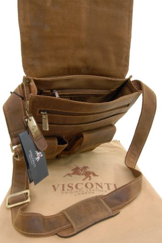 Große braune Organizer-Umhängetasche aus Leder von Visconti (18410) – GRÖßE: B: 25 H: 30 T: 7 cm - 5