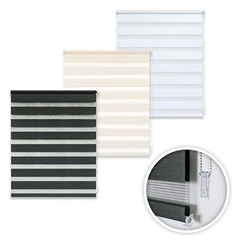 Duo Doppelrollo Klemmfix Fensterrollo ohne Bohren anthrazit 90 x 160 cm