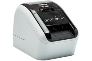 Brother QL800 Stampante per Etichette a Trasferimento Termico Diretto, Plug & Print, Collegabile a PC, Stampa a Due Colori Rosso e Nero, Interfaccia USB, Senza WiFi