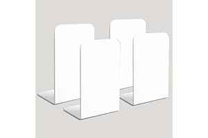 Topspitgo Serre Livre en Métal,4 pièces Rangement Serre Presentoir Livre Decoration Serre-Livres pour Bureau Famille (Blanc)