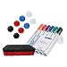 Produktbild Staedtler 351 Lumocolor Whiteboardmarker, Rundspitze 2 mm, 6 Stifte, aufstellbare Box / Kombi-Set mit 8 Magneten Sortiert (Marker + Löscher Rot + 8 Magnete Sort.)