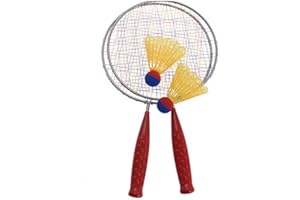 Cheerful Bargains Badminton Set of 2 Rackets & 2 Shuttlecocks Large Bats (Red)