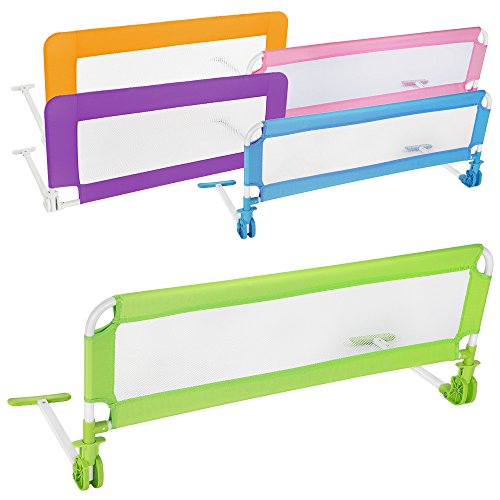 TecTake Bed guard toddler safety childs bedguard baby folding mesh rail 102cm - different colours - (Green)