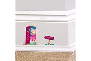60 Second Makeover Limited Full Colour Fairyland Door Fairy Pixie Skirting Board Sticker Wall Stickers Fairy Doors for Skirting Board Decals Elf Girls Bedroom Decor