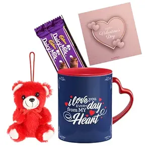 SUPPRO Valentines Gift | Teddy Bear and Cadbury Dairy Milk Chocolate Gift - Valentine Day Gift for Girls Boys Boyfriend Girlfriend Husband Wife Love ? Chocolate Day and Teddy Day Gift 1232 RED HRT