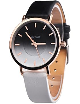 Ouneed® Uhren , Christmas Gift Retro Regenbogen-Entwurfs-Leder-Band-analoge Legierungs-Quarz-Armbanduhr