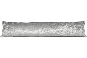 LANCASHIRE TEXTILES LIMITED MANUFACTURERS OF QUILTS, PILLOWS AND HOMEWARES Lancashire Textiles Crushed Velvet Door Draught Excluder Sausage in Silver – ENERGY EFFICIENT, MADE IN BRITAIN with 100% Hollowfibre Filling, W20cm x L85cm (8” X 35”)