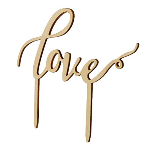 Oubang Wooden Wedding Cake Supplies Englische Buchstaben Love Shaped Hochzeitstorte Topper - 3