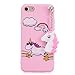 Produktbild LuckyW iPhone 7 Hülle Silikon, 3D Carton Einhorn Handyhülle für Apple iPhone 7/8 (4.7 Zoll) Soft Silikon Tasche Transparent Clear Klar Durchsichtig Dünne Schutzhülle - Rosa