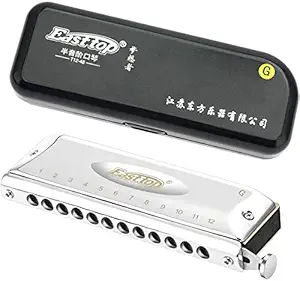 TechnoBuyers Easttop 10 Holes 40 Tones ((T1040 New Model)) Chromatic Mouth Organs Harmonica Key of C, for Adult Beginners and Professionals with Silver Cover easttop