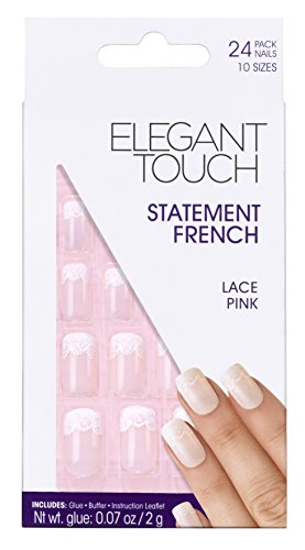 Elegant Touch Statement French Nails, Lace Pink/Medium