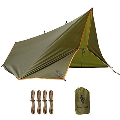FREE SOLDIER Camping Tarp 3m x 3.3m Housse de Pluie Bâche Portable Léger Etanche Rain Fly Fly Tente Imperméable Au Sol Anti-UV Abri pour Randonnée Wolf Brown Without Nails