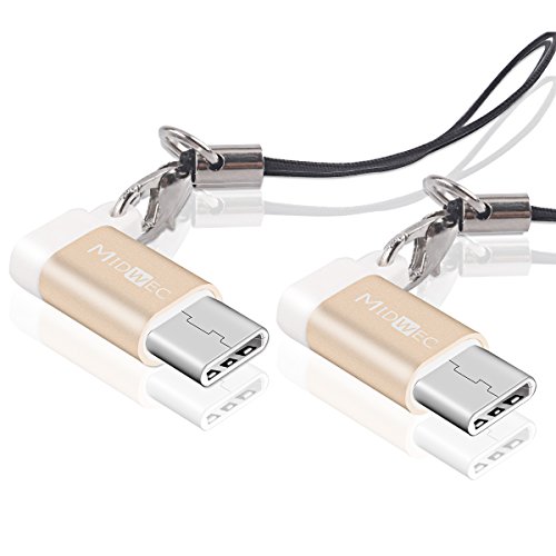 MIDWEC 2 Stück Mini Type c Adapter/ USB-C to Micro USB Adapter,USB C Adapter ,Verwandelt USB Type-C Input in Micro-USB/Golden (String)