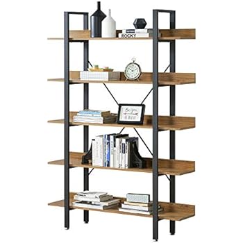 BHG Libreria Pieghevole Multifunzionale Vintage – Senza Montaggio, 4 Ripiani, Per Casa E Ufficio (Colore Fuoco) - 4