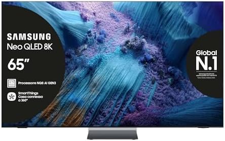 Samsung Neo QLED 8K Vision AI Smart TV 65'' QE65QN990FTXZT Mini LED, NQ8 AI Gen3 Processor, AI Upscaling Pro, Glare Free, Dolby Atmos & OTS Pro, Infinity Air Design, PACCHETTO INTRATTENIMENTO, 2025