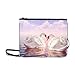 Produktbild EIJODNL Paar weiße Schwäne im Wasser Muster benutzerdefinierte hochwertige Nylon dünne Clutch Crossbody Tasche Umhängetasche