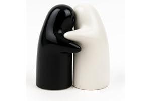 MONTTESE Saleros de cocina de abrazo, saleros de mesa de cerámica, set salero y pimentero color blanco y negro con forma de fantasmita, apto para salero y azucarero cocina (Salero sin caja regalo)