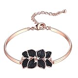 Purmy Frauen Armreif rosengoldbeschichtet Weiß Cubic Zirconia Blätter Geformt Elegant Stil Zum Frauen Geschenk 5.1CM