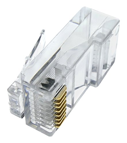 BeMatik - Conector UTP Cat.5e RJ45 macho para crimpar a cable 25-pack