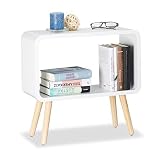 En blanco: mueble pequeño en acentuado colorido · estante lacado con patas en efecto madera · color vivo y brillante dan aire desenfadado e informal
