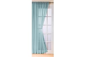 AMANIA TRADING LTD 1 Single Plain Voile Curtain Panel Net Curtains Slot Top Road Pocket Header 14 Colours (Duckegg, 81)