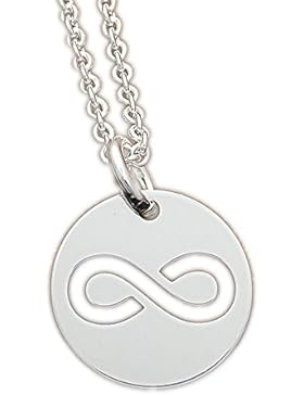 ASS 925 Silber Damen Mädchen Halskette mit rundem Anhänger Unendlichkeit 42 cm