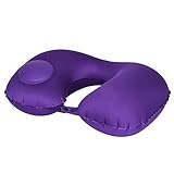  Nrpfell Almohada de Viaje Hinchable Automática Cuello en Forma de U Almohadillas Inflables de Aire Del Coche Cojín Reposacabezas Plegable de Viaje Portátil (Púrpura)