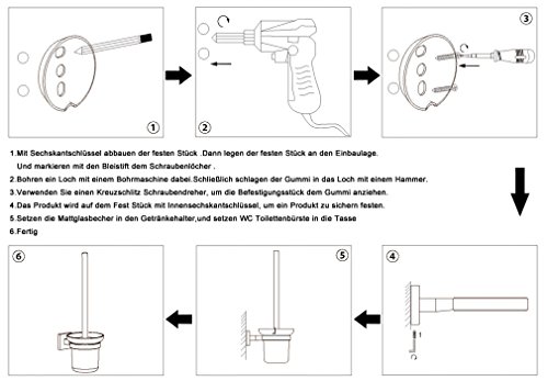 Auralum® WC-Bürstenhalter Klobürste Klobürstenhalter Bürste Wandhalter WC-Garnitur - 3