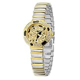Damenuhren, Strasssteine Speckle-Muster Kleines Dail-Design, Fashion Ladies Es Armband Quarz Handgelenk Watche mit Stahlband (Gold, Silber),A