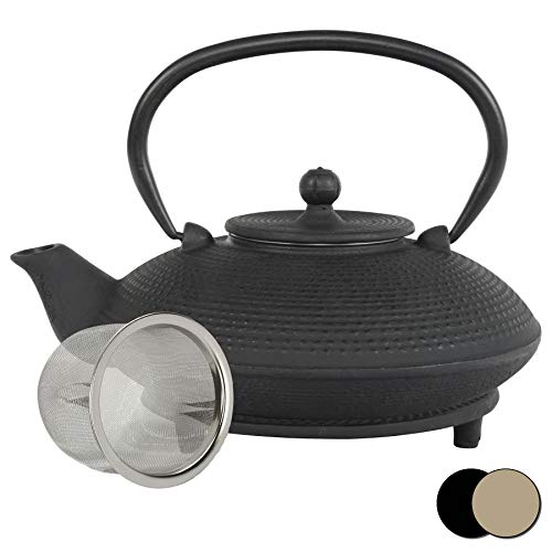 teeblume - Tetera de hierro fundido Qidong 0,8 litros negro
