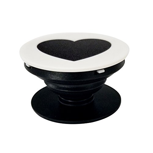 SocketPOP: Cell Phone Socket, Explanding Stand &amp; Grip For Smartphone and Tablets, Pop Out - Black Heart