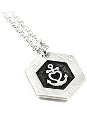 Anhänger Herzanker Herz Kreuz Anker mit individueller Gravur und Kette aus 925 Silber | Glaube Liebe Hoffnung...