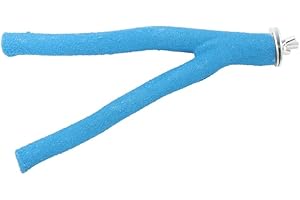 NURCIX Perchoir en pierre ponce pour couper les ongles et le bec des oiseaux, favorise la santé des pieds, sûr, non toxique, facile à installer, pour perroquet, calopsitte, cage, autonome, bleu,