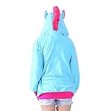 Unisex Einhorn Pullover Unicorn Kapuzenpullover Sweatjacke Cosplay Kostüm Halloween Geschenke für Erwachsene, Frauen, Männer (XL für 178-188cm, Blau) - 