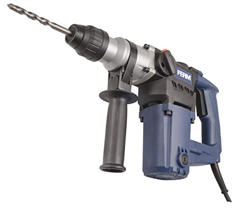 FERM Tassellatore Elettropneumatico 850 W - 3 funzioni - 3 metri di cavo - incl. 3 punte, 2 scalpelli, impugnatura laterale, fermo profondità, grasso