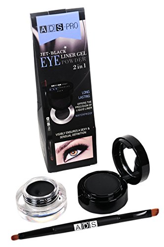 ADS Jet Black 2 In 1 Long Lasting / Waterproof Black Color Eyeliner Gel And Eye Powder RS.115 (81.00% Off) - Amazon