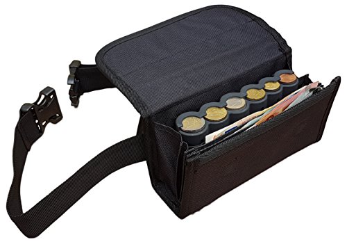 Preisvergleich Produktbild CLAIRE-FONCET Kellnertasche - Kellnerbörse – Hüfttasche in Canvas Gewebe , Inklusiv 6 Euro Munzen Geldwechsler, Magnetverschluss, ideal für Kellner, Kellnerin, Kneipen, Gaststätte, Märkte Verkäufer