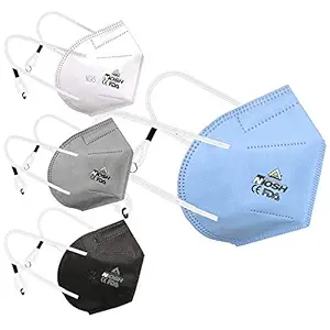 AIRCROSS N-95 Reusable, Washable,5 layer protection,elastic straps, Skin Friendly and comfortable to wear for Men, Women and Kids (4 PIECE,HEAD MOUNT MASK,MULTICOLOR-BLUE,WHITE,GREY,BLACK)