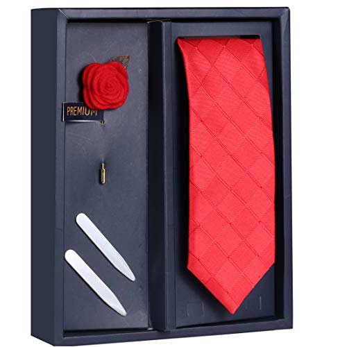 PELUCHE The Reddit Combo Gift Box Includes 1 Neck Tie, 1 Brooch & 1 Pair of Collar Stays for Men