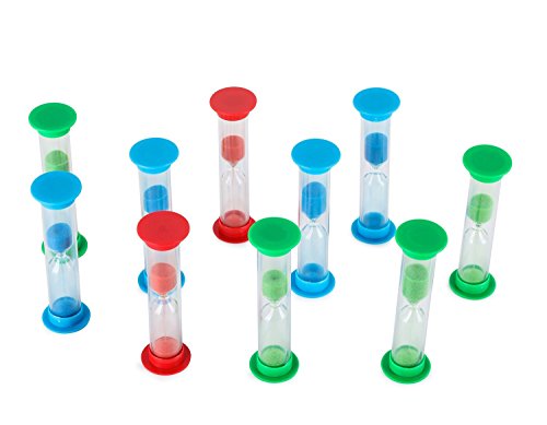 Sanduhr 10er 2 Minuten Pack Set – Premium Buntes 2 Minuten Sanduhren Set für Kinder – Farben: Blau, Grün, Rot - 3