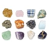 Jovivi 12pc Chakra Stones Healing Crystals Set Natural Raw Quartz Rough Rock Stones Crystals For Worry Stones Anxiety,stress Relief,crystal Therapy, Meditation,reiki Balacing,size 0.59"-0.9"