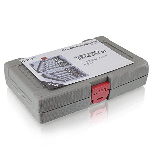 BITUXX® 12 Teiliges Gelenk Ring-Maulschlüssel Ratschenschlüssel Ringschlüssel Gabelschlüssel Ratschen Knarren Gelenkschlüssel Schlüssel Werkzeug Set 72 Zähne / 5 Grad Rückstellwinkel / Größen 6 mm bis 19 mm - 6